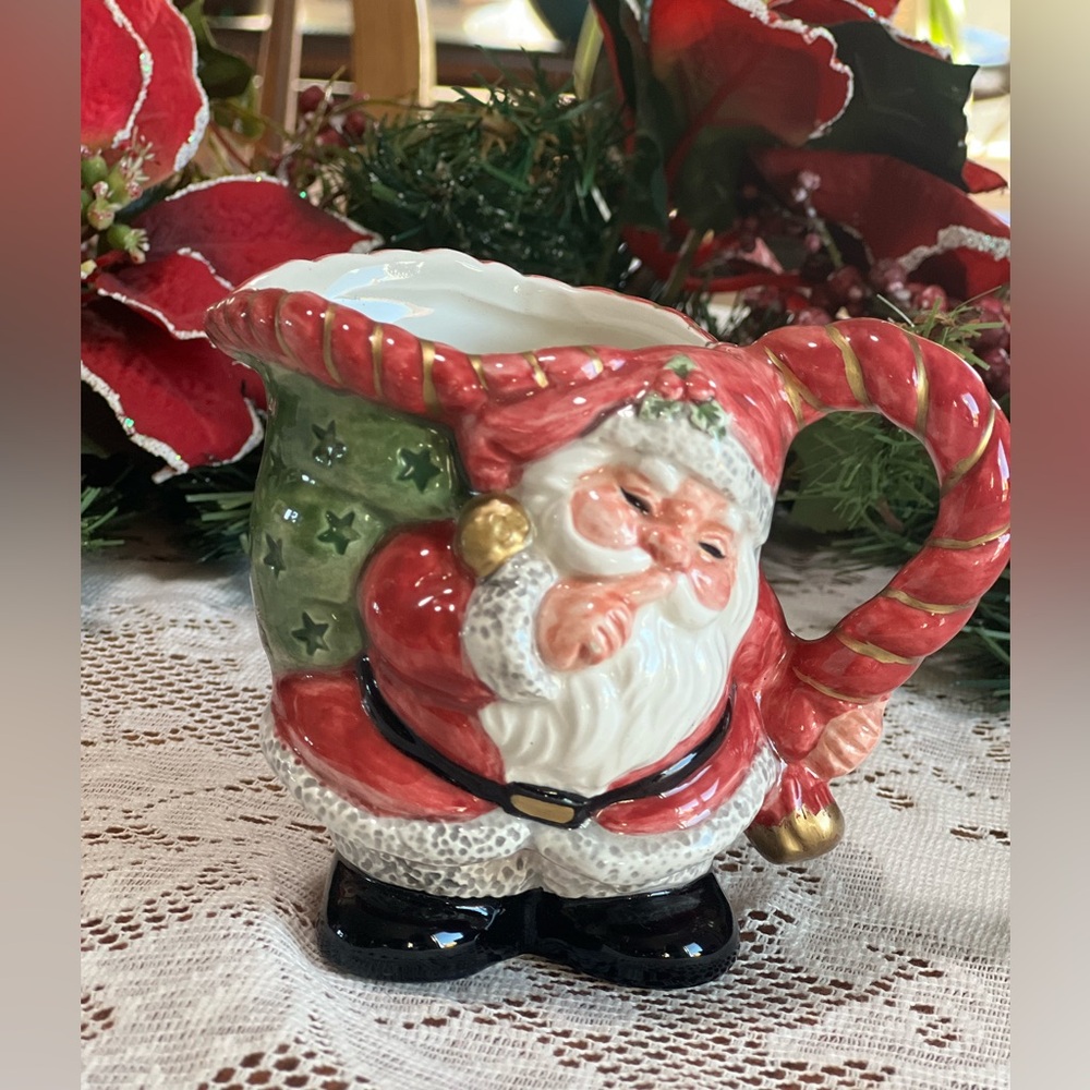 VINTAGE 1992 FITZ & FLOYD Santa Christmas  Creamer